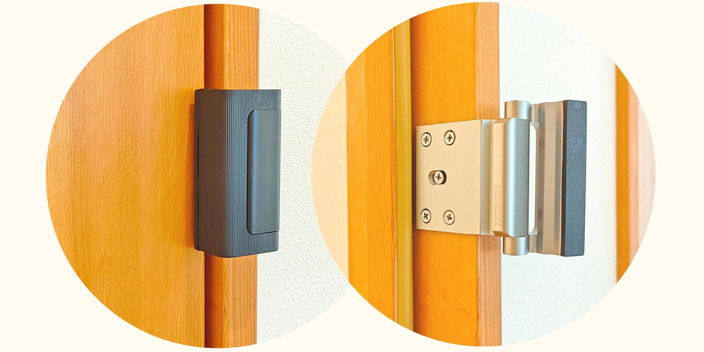 取り付け簡単な後付け室内ドアロック。鍵のない部屋に内側から鍵がかけられるようになります。