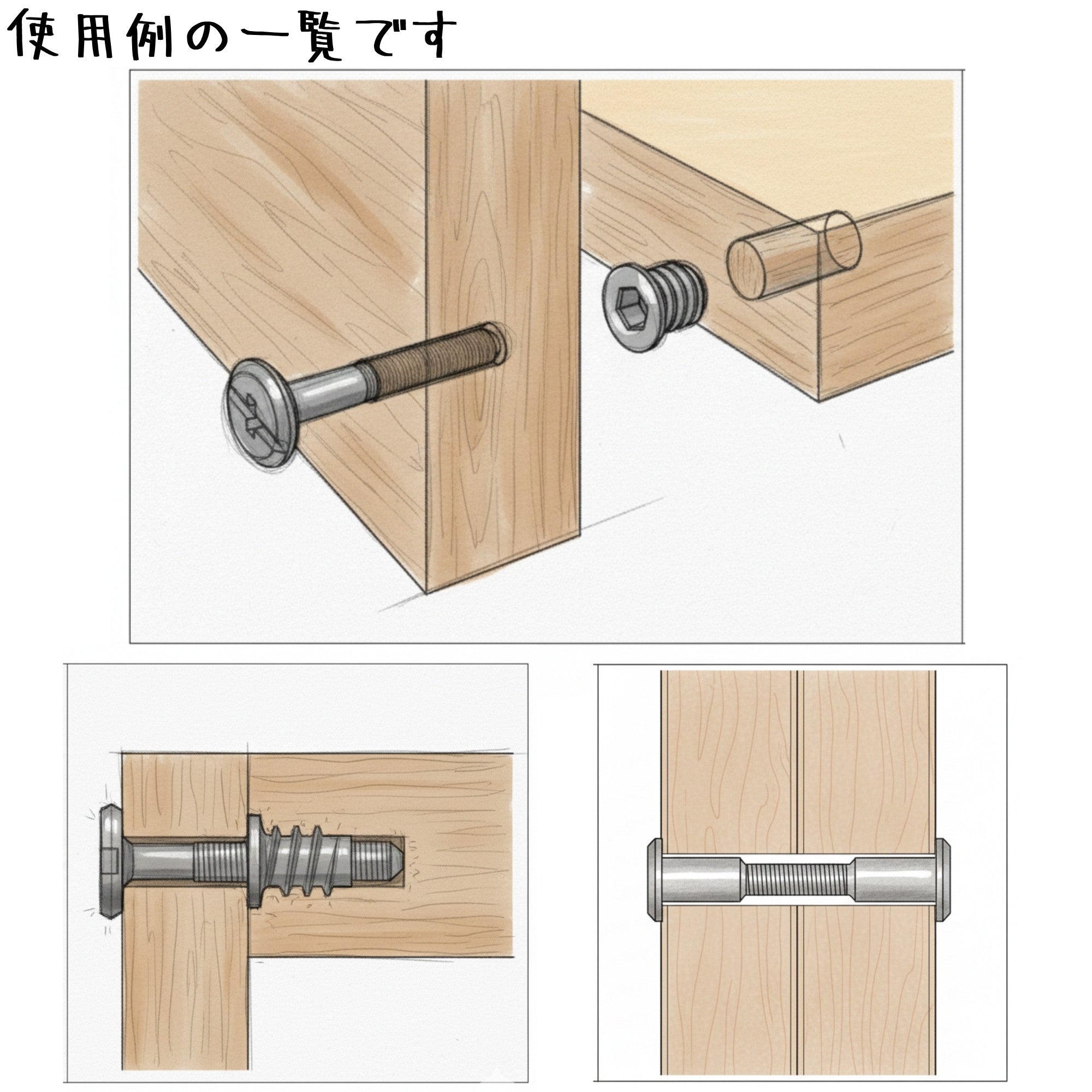 ジョイントコネクターボルト JCB-B｜M6×60mm｜組立家具の連結ネジ